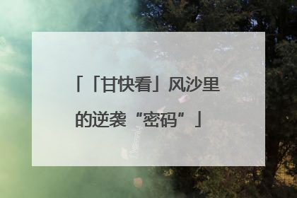 「甘快看」风沙里的逆袭“密码”
