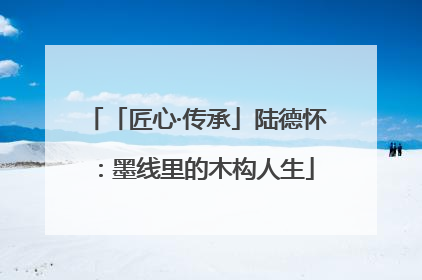 「匠心·传承」陆德怀：墨线里的木构人生