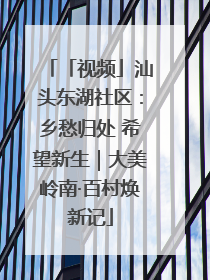 「视频」汕头东湖社区：乡愁归处 希望新生｜大美岭南·百村焕新记
