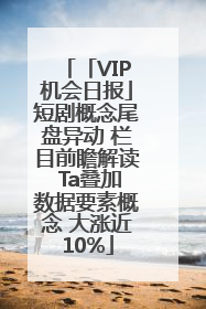 「VIP机会日报」短剧概念尾盘异动 栏目前瞻解读 Ta叠加数据要素概念 大涨近10%