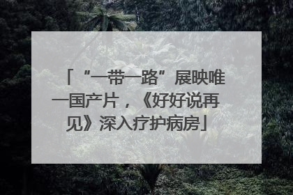 “一带一路”展映唯一国产片，《好好说再见》深入疗护病房