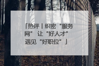 热评丨织密“服务网” 让“好人才”遇见“好职位”