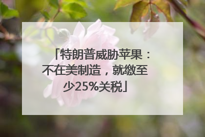 特朗普威胁苹果：不在美制造，就缴至少25%关税