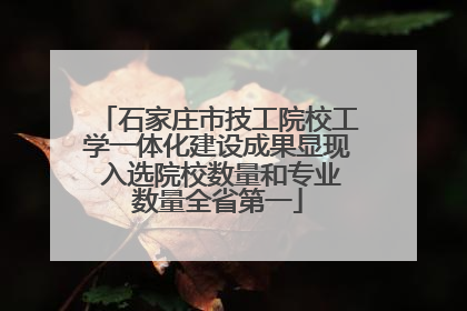 石家庄市技工院校工学一体化建设成果显现 入选院校数量和专业数量全省第一