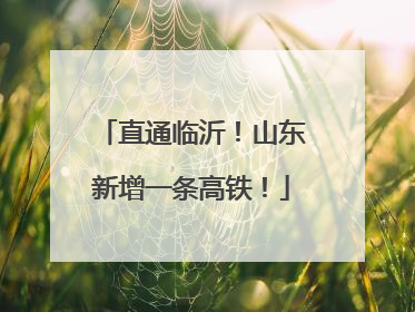 直通临沂！山东新增一条高铁！