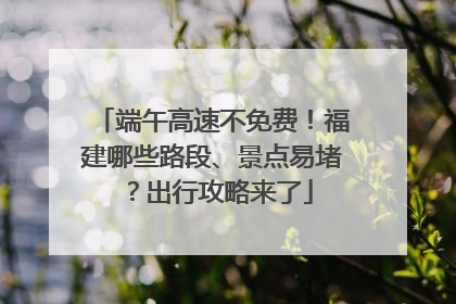 端午高速不免费！福建哪些路段、景点易堵？出行攻略来了