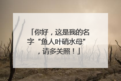 你好，这是我的名字“鱼人叶硝水母”，请多关照！