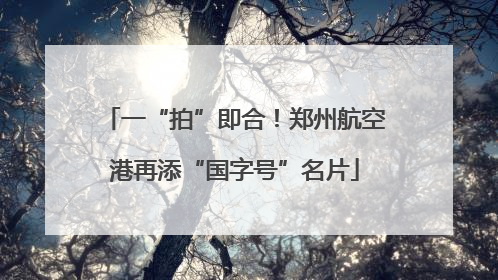 一“拍”即合！郑州航空港再添“国字号”名片