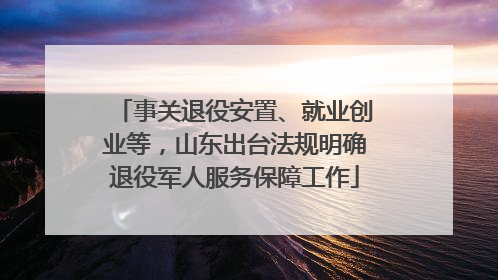 事关退役安置、就业创业等，山东出台法规明确退役军人服务保障工作
