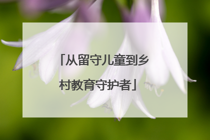从留守儿童到乡村教育守护者