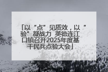 以“点”见质效，以“验”凝战力  英德连江口镇召开2025年度基干民兵点验大会