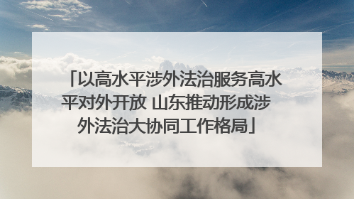 以高水平涉外法治服务高水平对外开放 山东推动形成涉外法治大协同工作格局