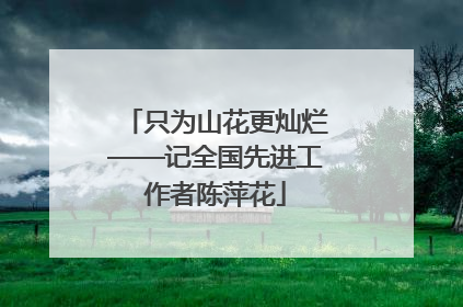 只为山花更灿烂——记全国先进工作者陈萍花