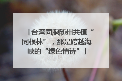 台湾同胞随州共植“同根林”，那是跨越海峡的“绿色情诗”