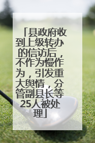 县政府收到上级转办的信访后，不作为慢作为，引发重大舆情，分管副县长等25人被处理