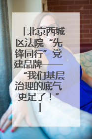 北京西城区法院“先锋同行”党建品牌——“我们基层治理的底气更足了！”