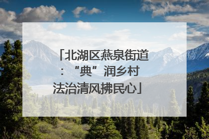 北湖区燕泉街道：“典”润乡村 法治清风拂民心