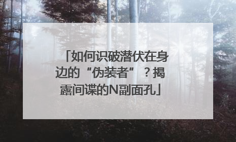 如何识破潜伏在身边的“伪装者”？揭露间谍的N副面孔