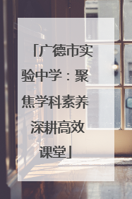 广德市实验中学：聚焦学科素养 深耕高效课堂