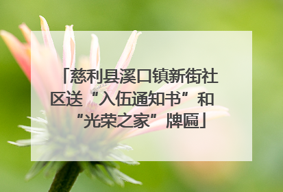 慈利县溪口镇新街社区送“入伍通知书”和“光荣之家”牌匾