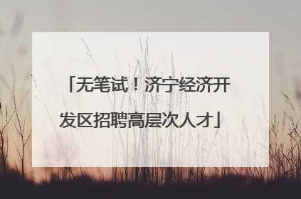 无笔试！济宁经济开发区招聘高层次人才