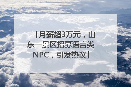 月薪超3万元，山东一景区招募语言类NPC，引发热议