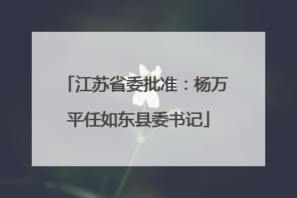 江苏省委批准：杨万平任如东县委书记