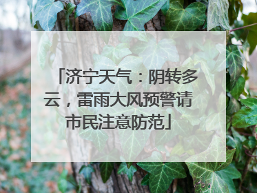 济宁天气：阴转多云，雷雨大风预警请市民注意防范