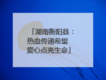 湖南衡阳县：热血传递希望 爱心点亮生命