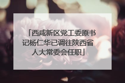 西咸新区党工委原书记杨仁华已调往陕西省人大常委会任职