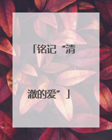 铭记“清澈的爱”