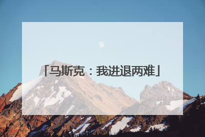 马斯克：我进退两难