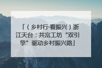 （乡村行·看振兴）浙江天台：共富工坊“双引擎”驱动乡村振兴路