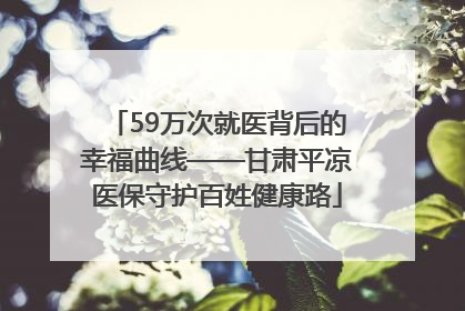 59万次就医背后的幸福曲线——甘肃平凉医保守护百姓健康路